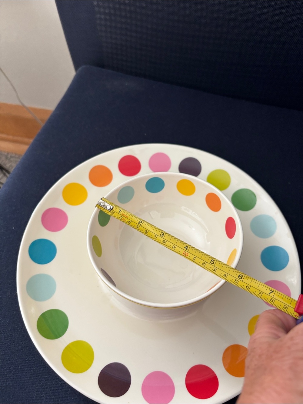 Polka Dot Melamine Bowl and Plate Set - Multicolor
